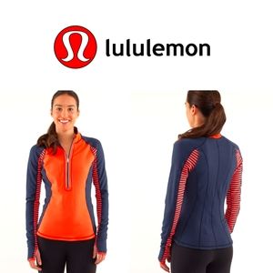 Lululemon Run U-Turn Half Zip Pull Top Reversible Flare Inkwell Orange Sz 4